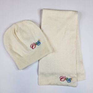 Ivory Hat Scarf Set Multicolor Logo